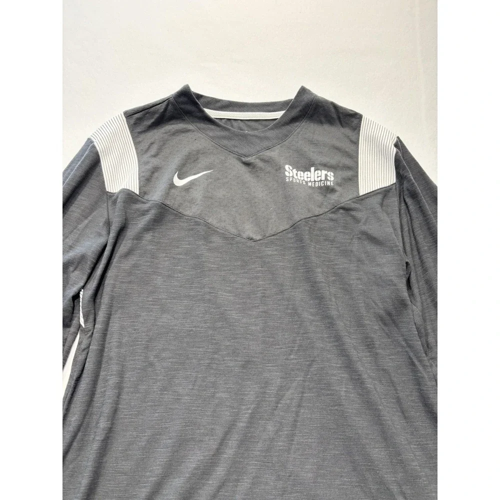 Pittsburgh Steelers Shirt Mens Medium Gray NFL Football Nike Dri Fit Long Sleeve